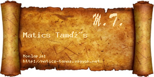 Matics Tamás névjegykártya